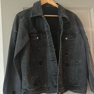 Mustard seed destroyed denim jacket